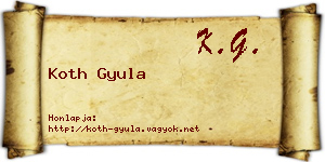 Koth Gyula névjegykártya